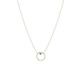 14k Circle Prong Emerald Necklace