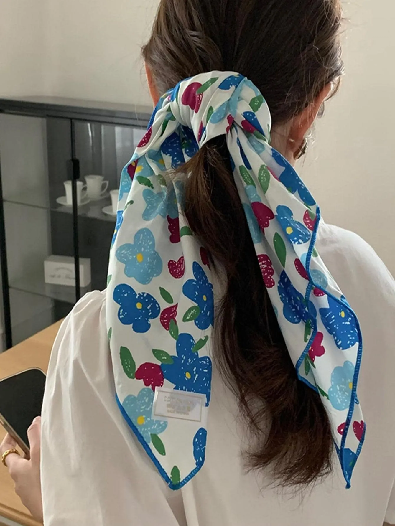 1pc Women Floral Pattern Fashionable Bandana For Daily Decoration