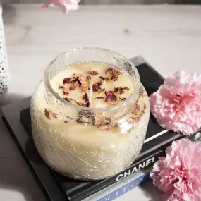 Aesthetical Rose Scented Candle Crackle Jar