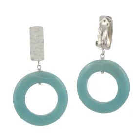 Amazonite O Clip On Earrings