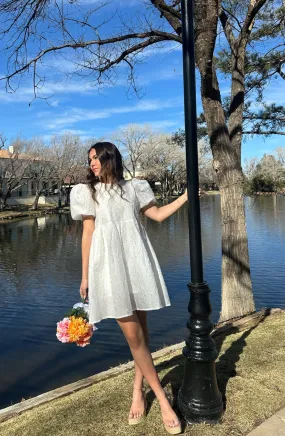 Angel Looks White Textured Floral Mini Dress