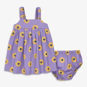 Baby dress & bloomer set in sunflowers