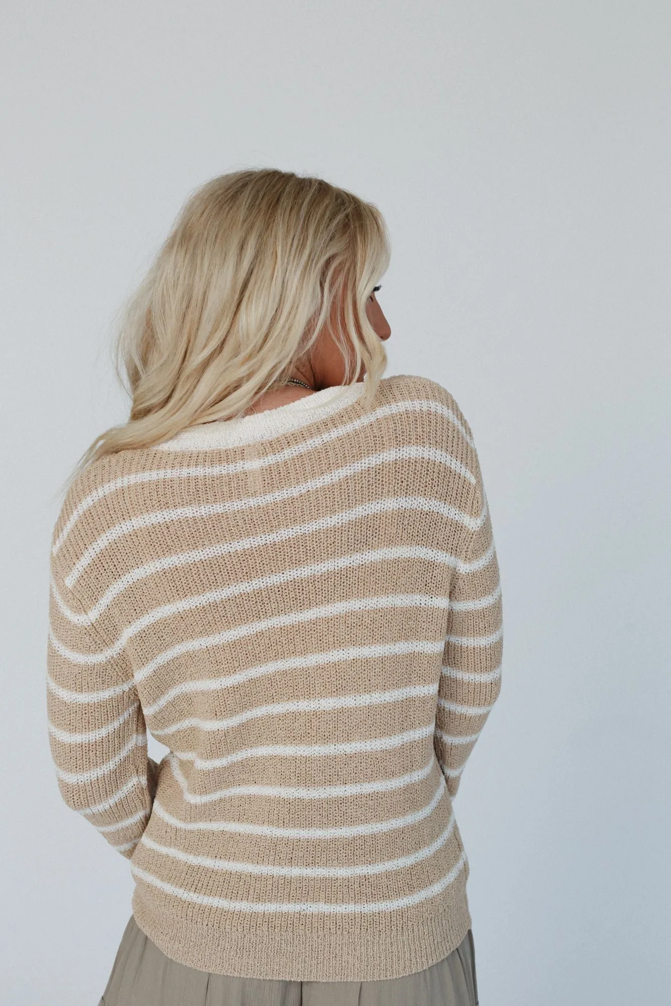 Beachside Beauty Striped Top - Taupe