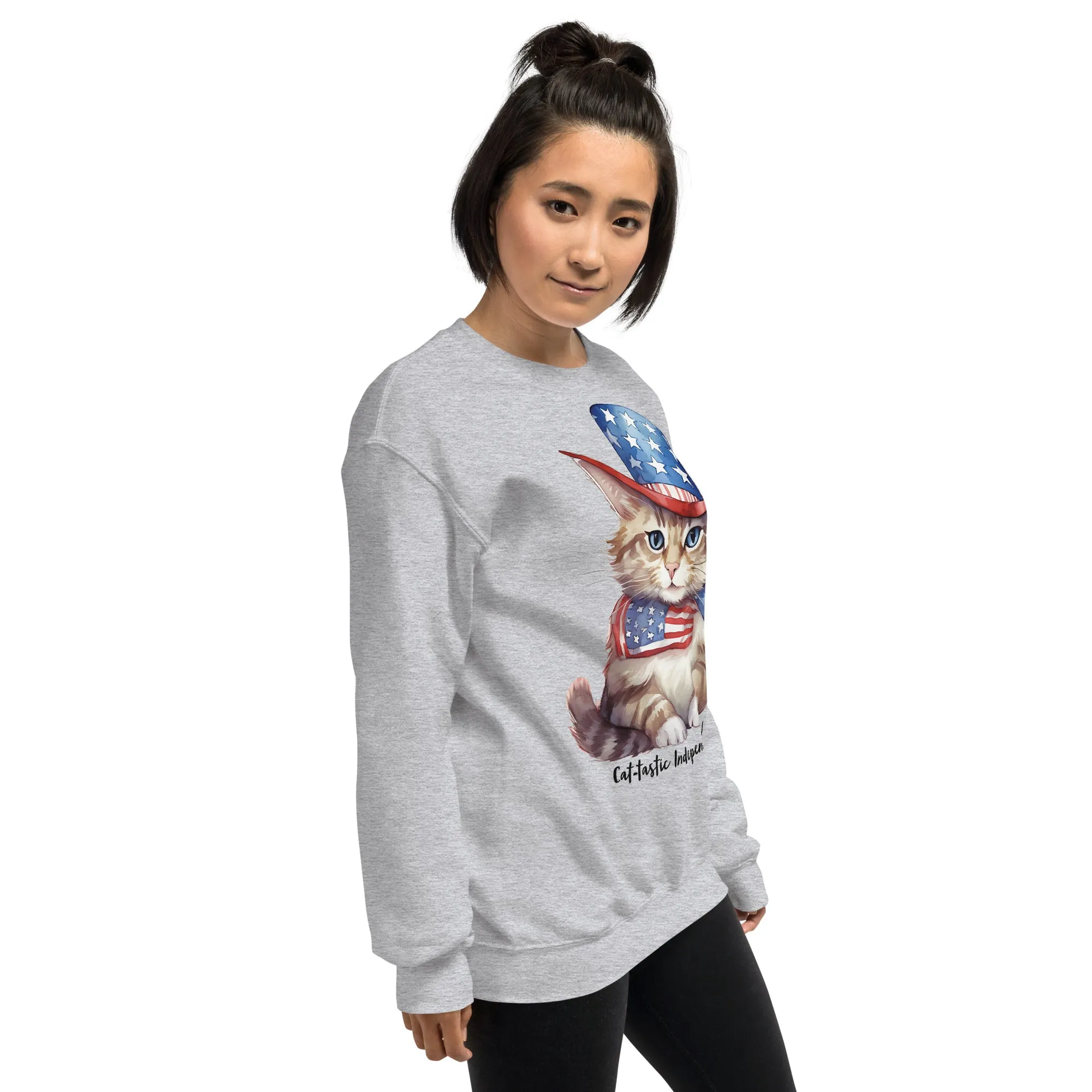 Cat Sweatshirt For Women / Custom Text Sweatshirt For The Patriotic Cat Lover