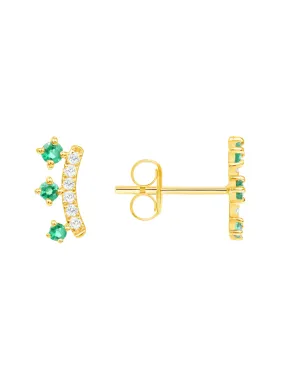 Crown Emerald Stud Earring 14K