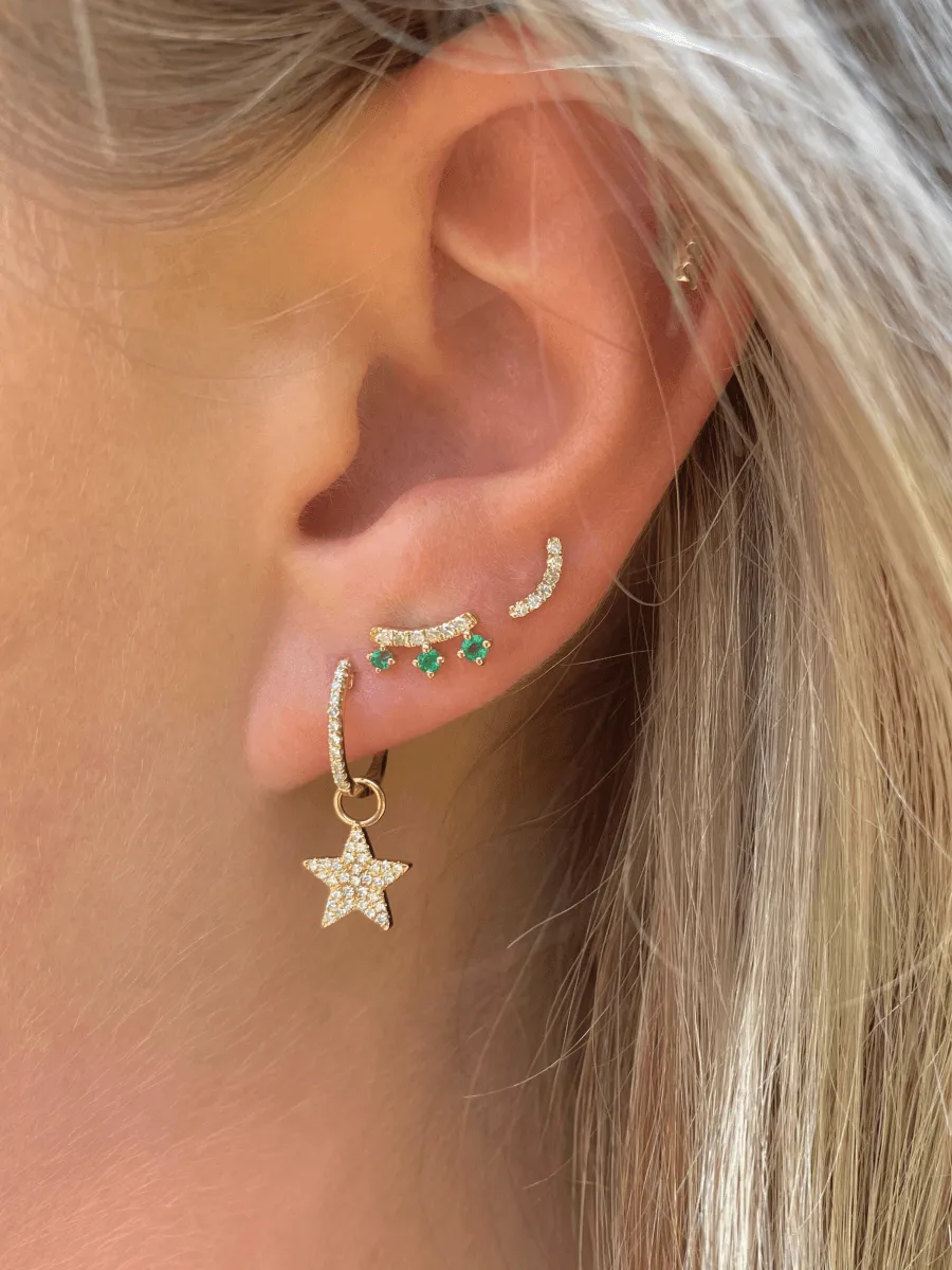 Crown Emerald Stud Earring 14K