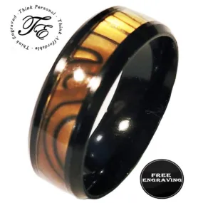 Custom Engraved Men's Tiger's Eye Opal Promise Ring - Guy's Handwriting Promise Ring