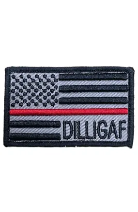 Dilligaf Velcro Red Line Flag Patch 3 1/4”x 2”