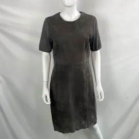 Elie TahariGrey Suede Short Sleeve Dress