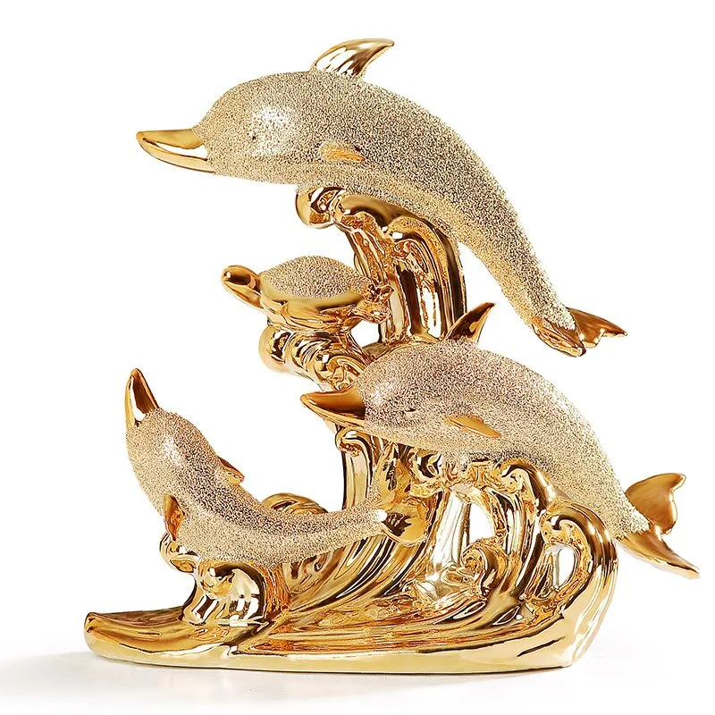 European Resin Animal ornaments Gold Dolphin