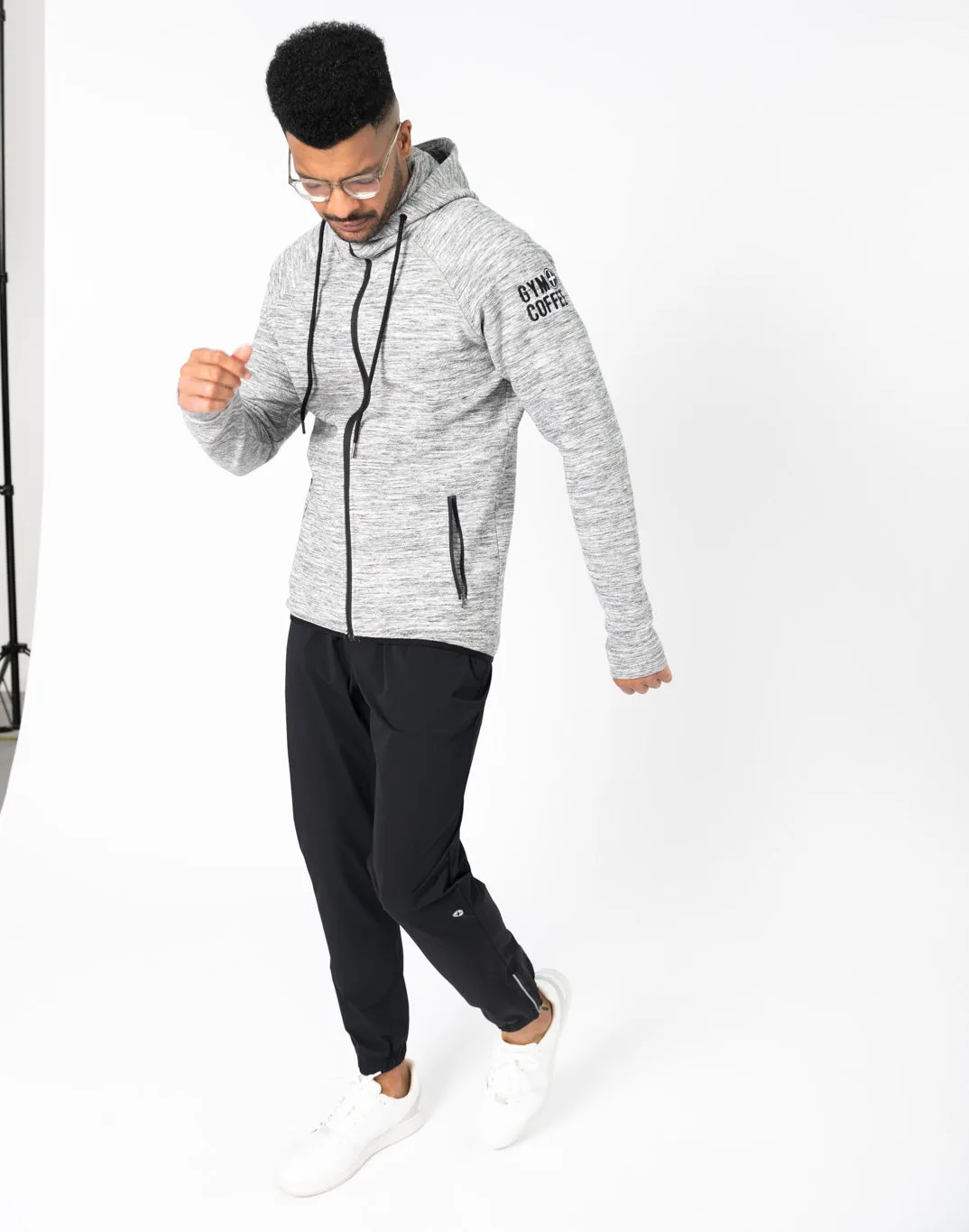 Gym Coffee Fleck Hoodie (Mens) - Grey