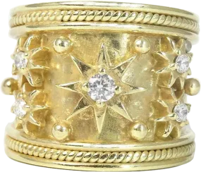 Heavenly London 18ct Gold Plated Sustainable Silver Constellation Ring With Cubic Zirconia Stones Sz J