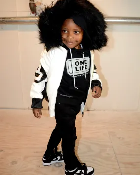 Kid’s PU 8 Ball Fur Bomber Coat