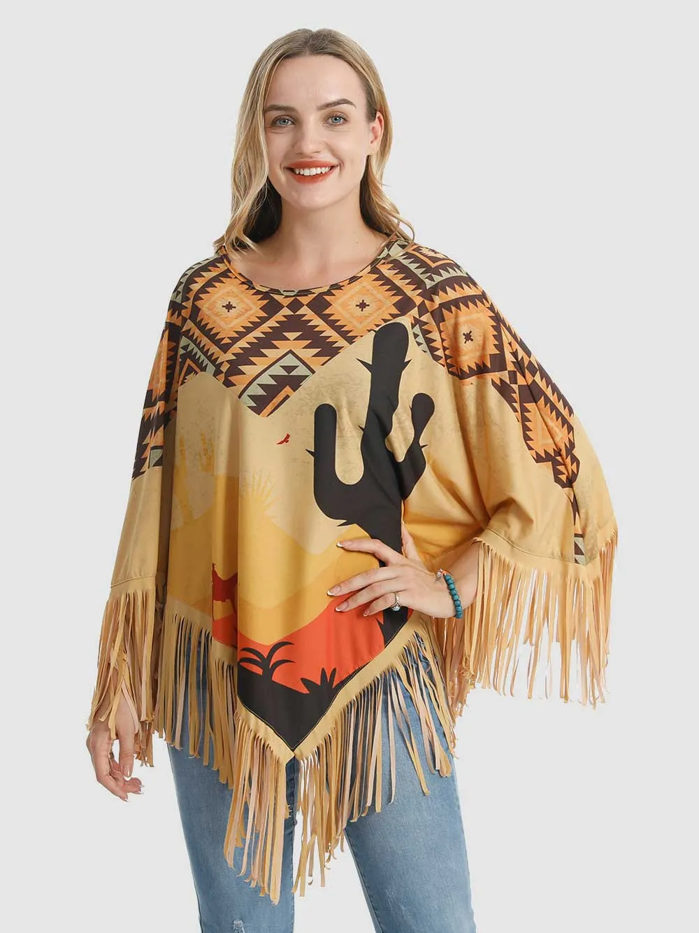 Montana West Aztec Cactus Collection Poncho