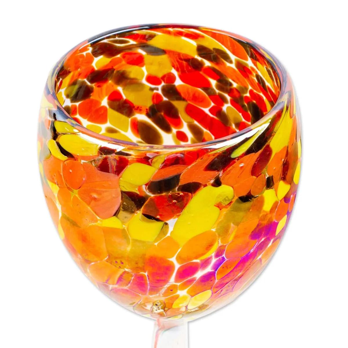 Novica Bright Confetti Handblown Recycled Glass Wine Glasses (Set Of 4)