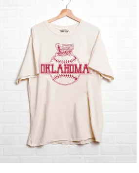 OU Sooners Mascot Baseball Off White Thrifted Tee