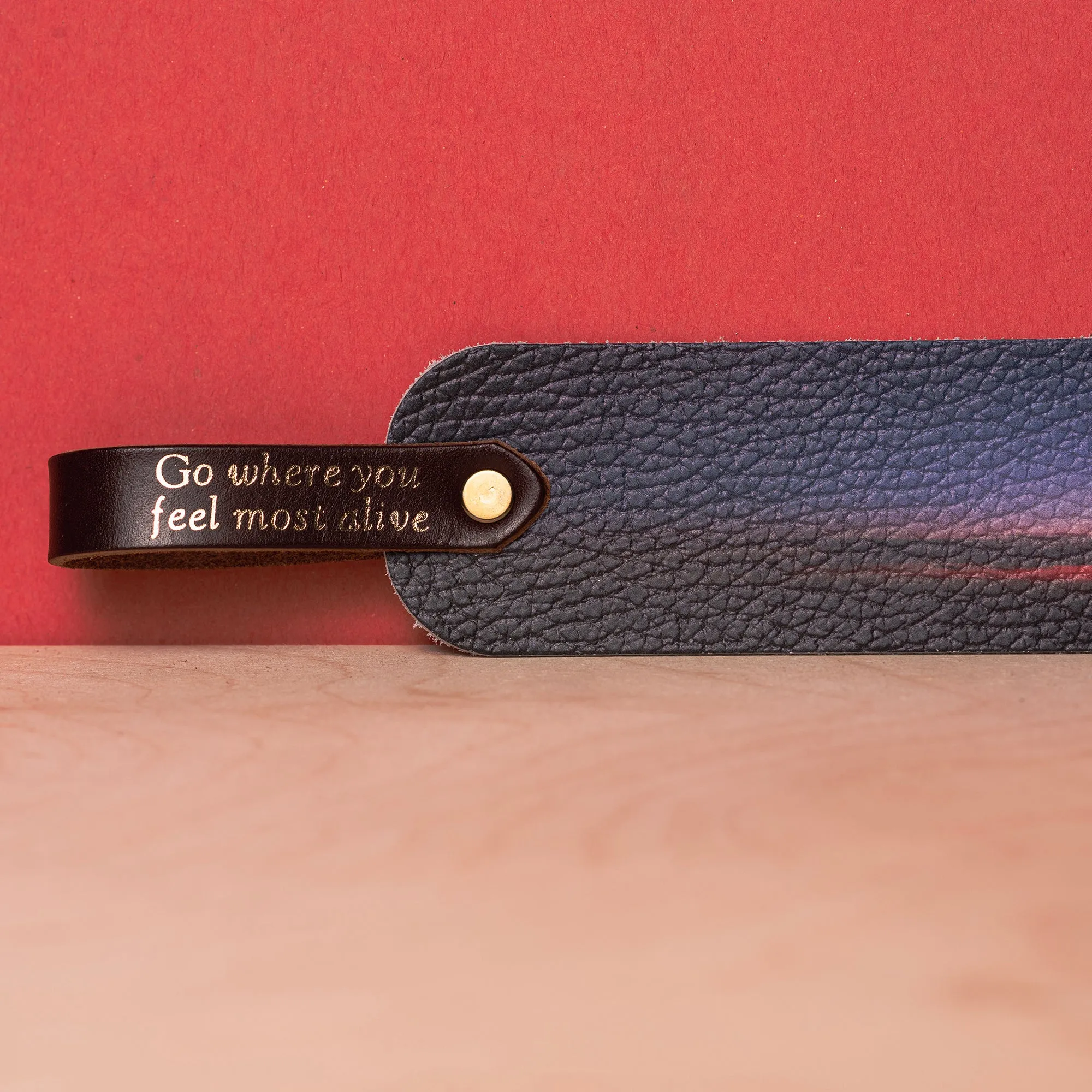 Personalized Leather Bookmark - Go Where You Feel Most Alive