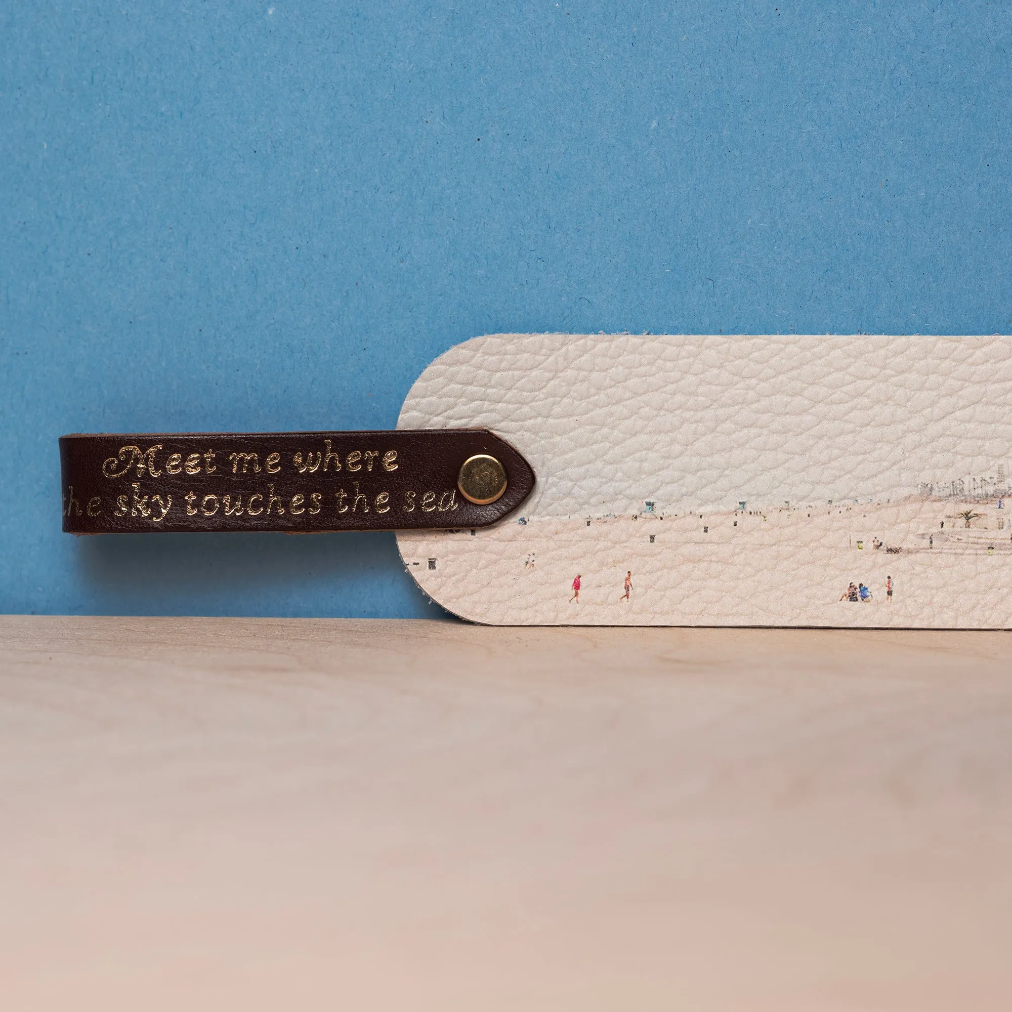 Personalized Leather Bookmark - Meet Me Where The Sky Touches The Sea