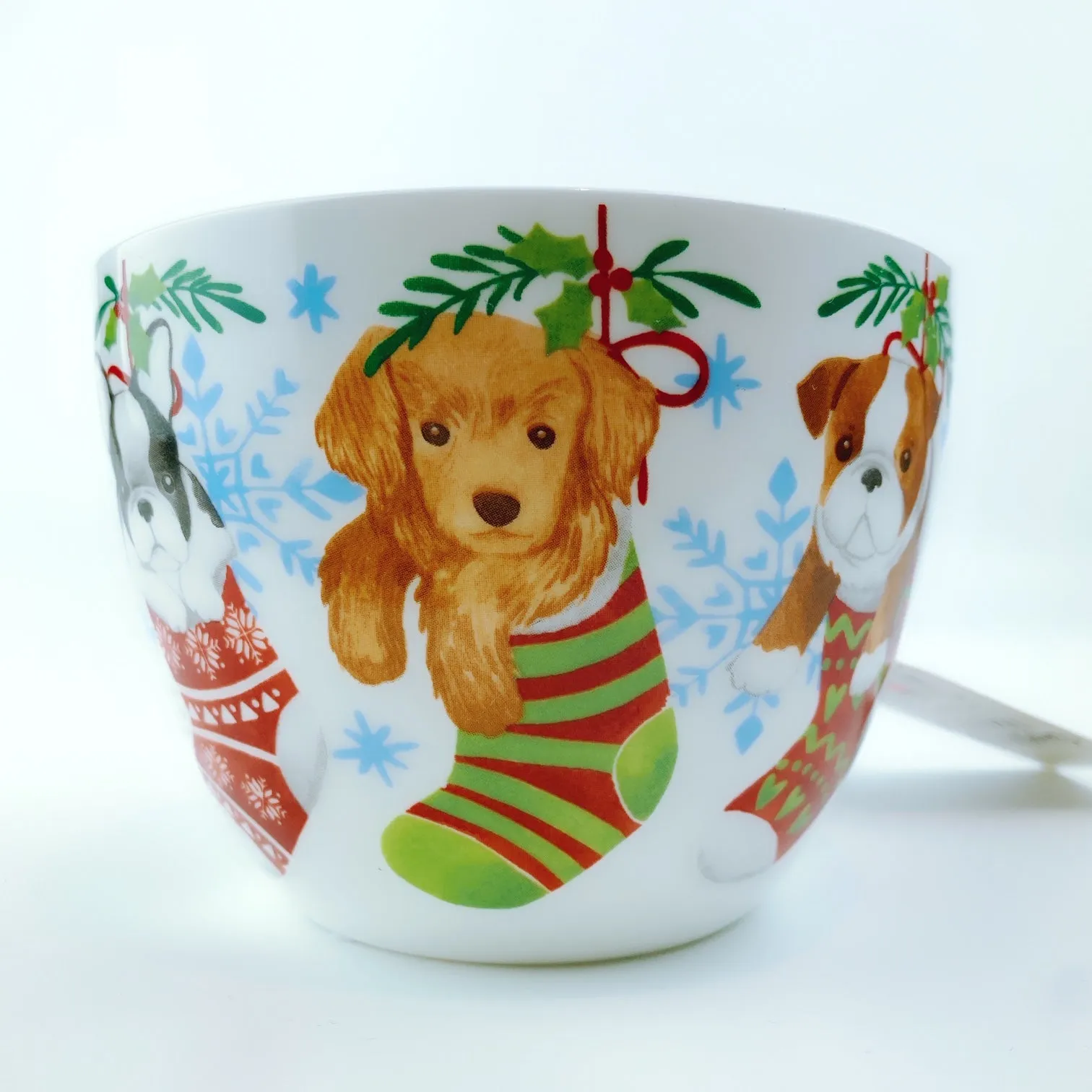 Portobello By Design 'Warm Wishes' Puppy In Christmas Stocking Bone China XL Coffee Mug Tea Cup 20 oz