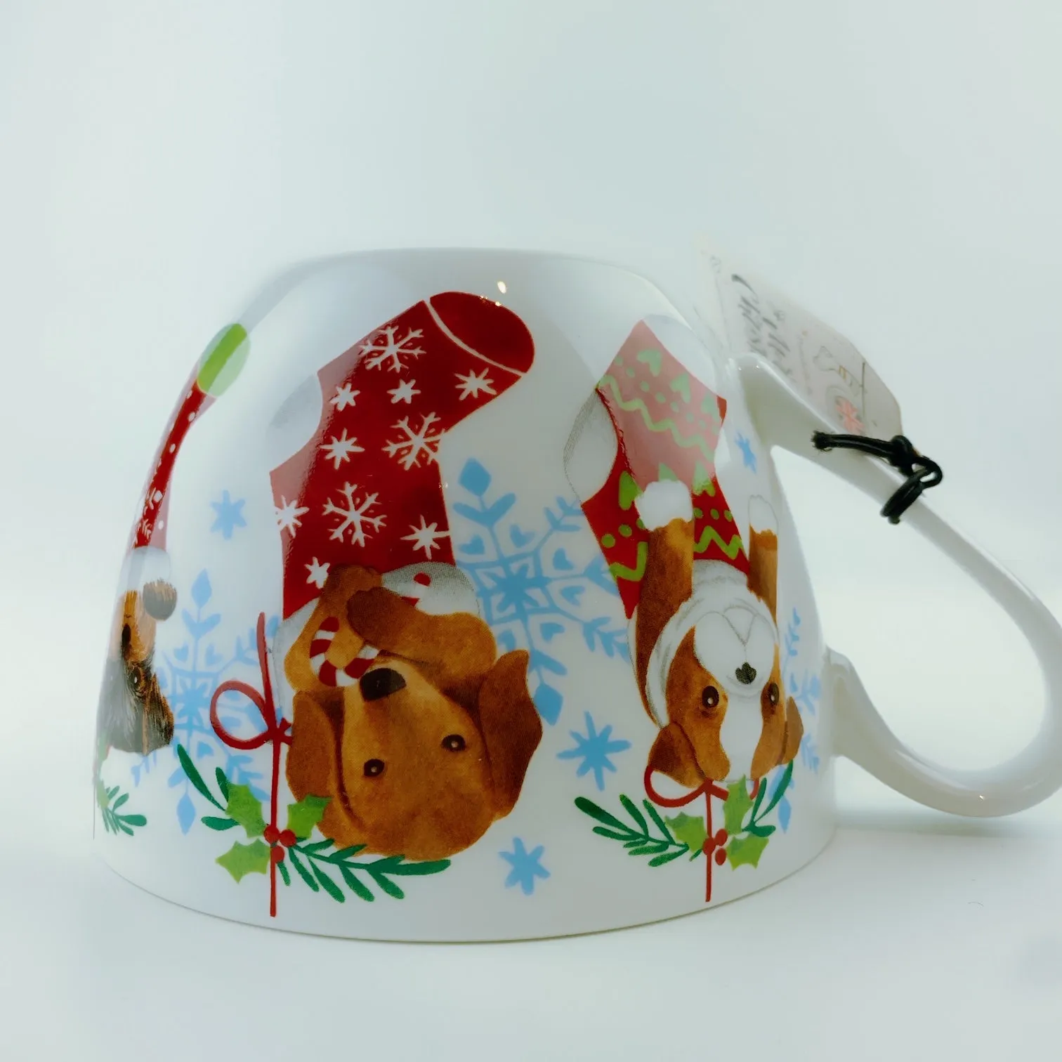 Portobello By Design 'Warm Wishes' Puppy In Christmas Stocking Bone China XL Coffee Mug Tea Cup 20 oz