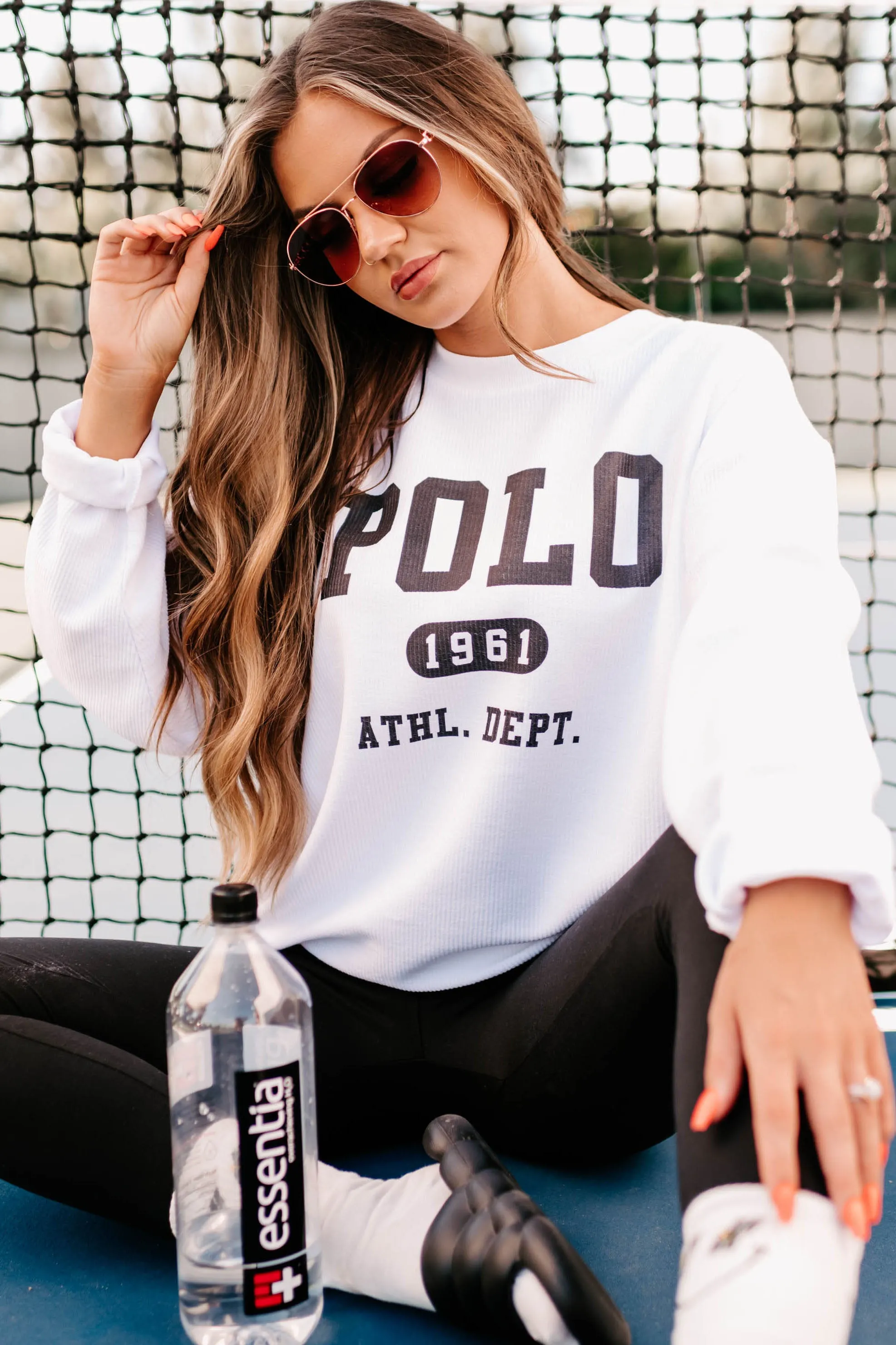 "Polo Athletic Department" Corded Graphic Crewneck (White) - Print On Demand