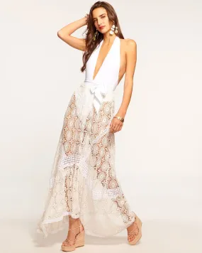 Ramy Brook - Dalia Coverup Maxi Skirt - White Printed Lace