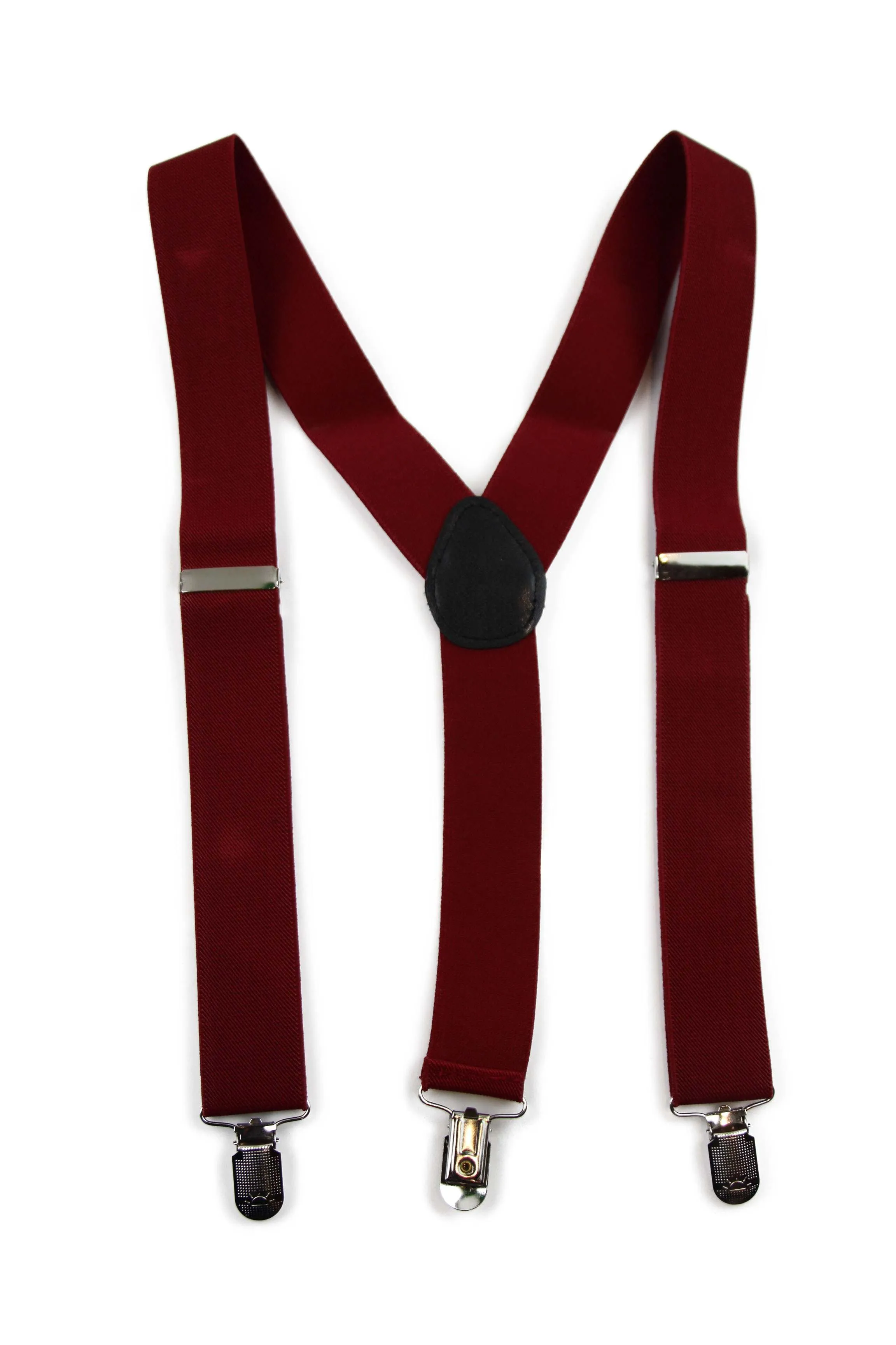 Wide Heavy Duty Adjustable 100cm Dark Red Adult Mens Suspenders