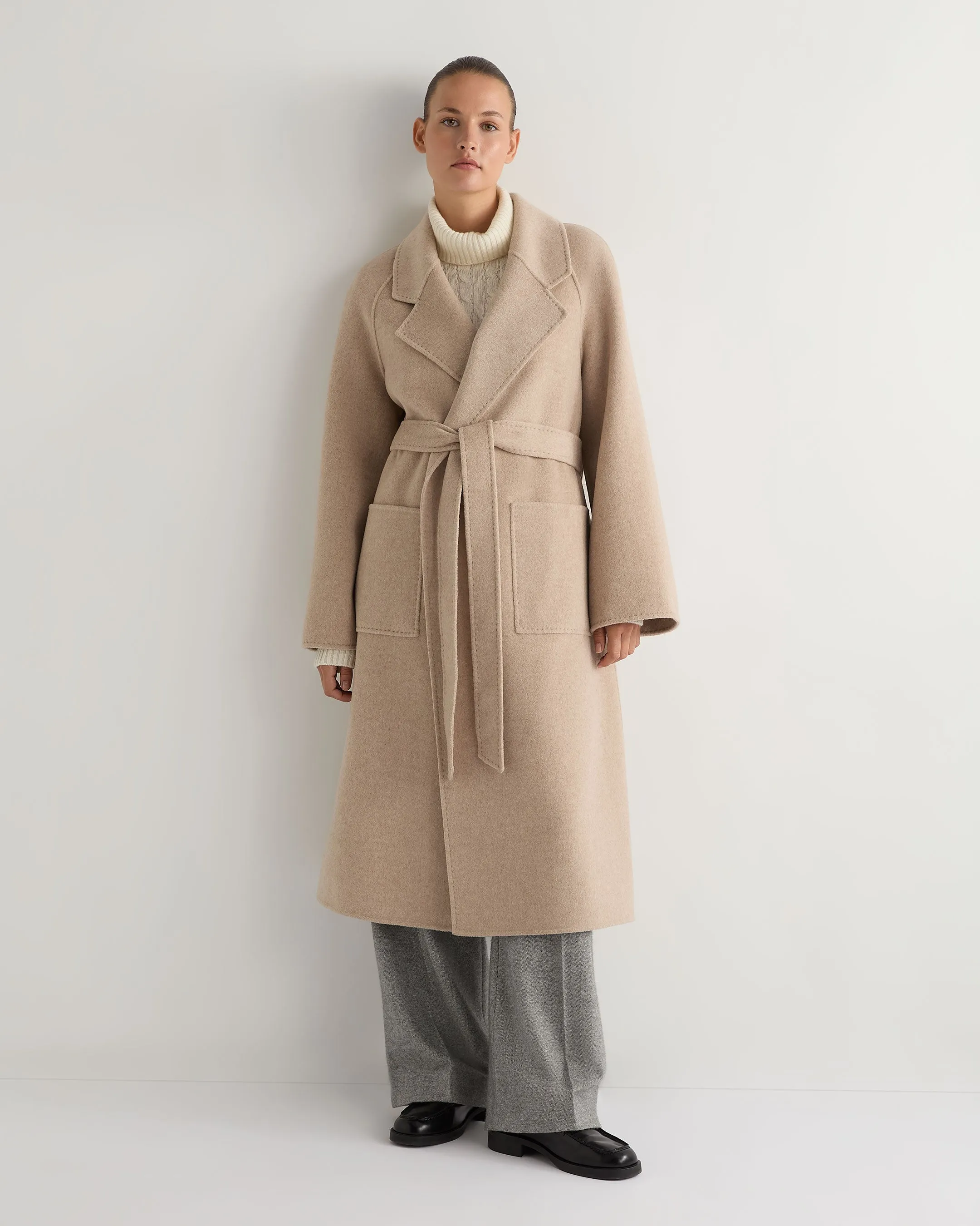 Women's Longline Woven Coat Ecru White